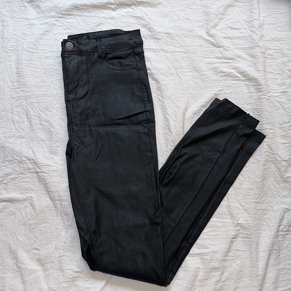 Leather look black pants